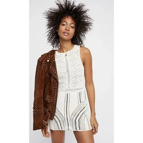Flook Alora for Free People crochet mini dress with beaded detail - Picture 8 of 8